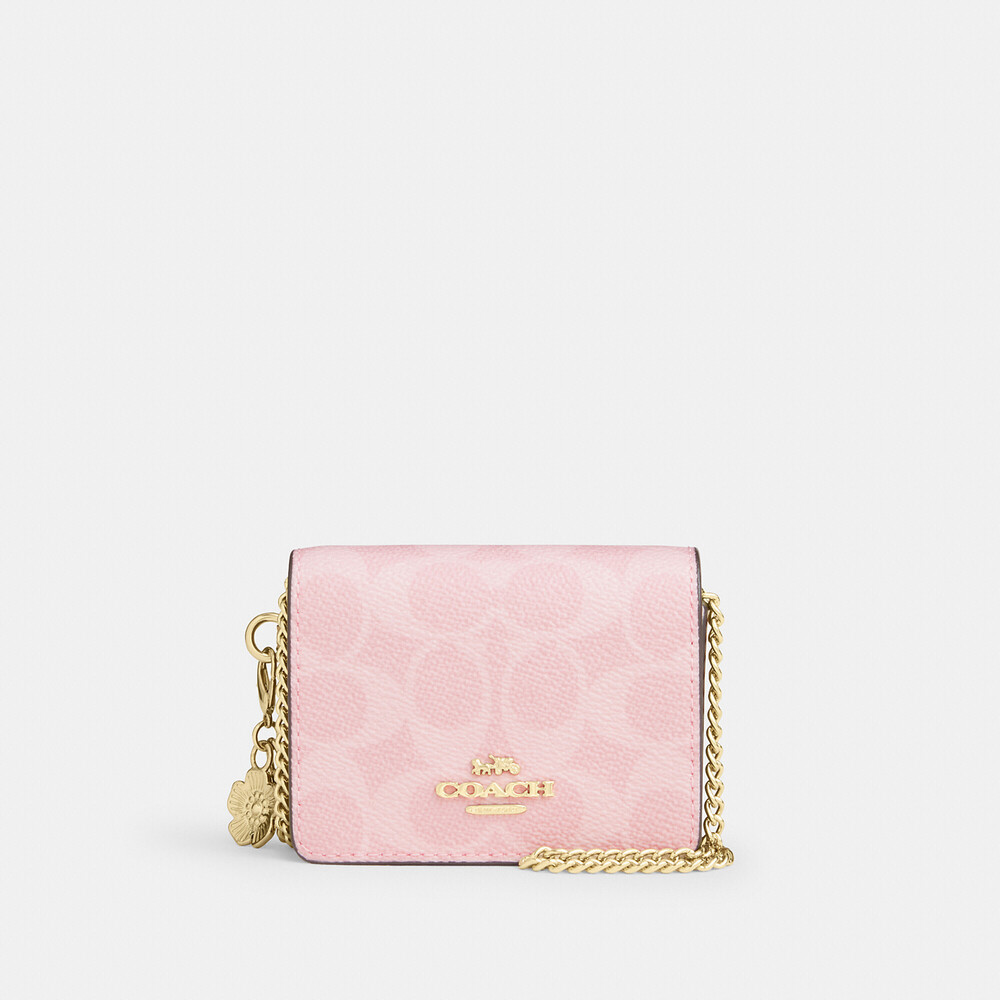 Coach Outlet Mini Wallet On A Chain In Signature Canvas With Charms
